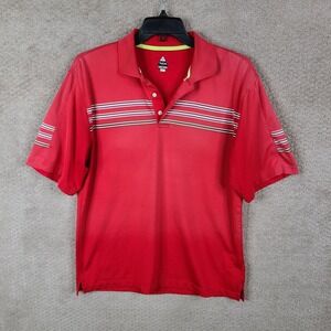 Bolle‎ Shirt Mens Medium Red Striped Golf Tech Polo Polyester Stretch